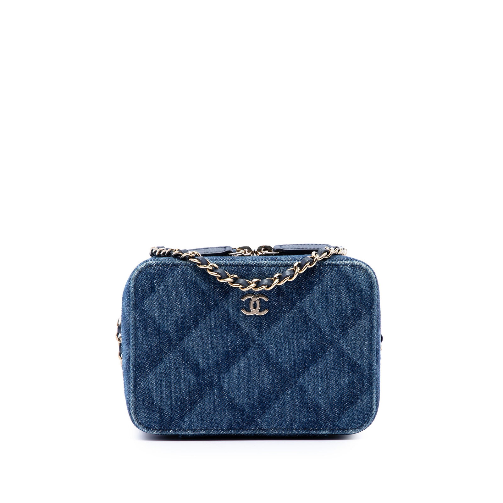 Chanel CC Camera Case Crossbody in Blue Printed Denim (1 of 6)
