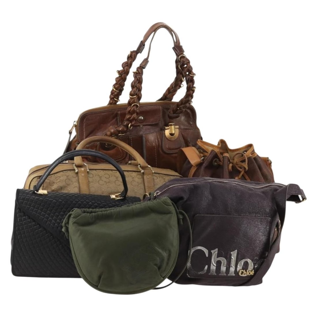 6 Leather Shoulder Bags BALLY Beige Brown Black Bundle: 6 Leather Shoulder Bags BALLY Beige Brown Black Bundle Special bundle offer featuring a 6-piece set of women's leather shoulder bags in beige, brown, and black. The bags are made in Italy and are offe
