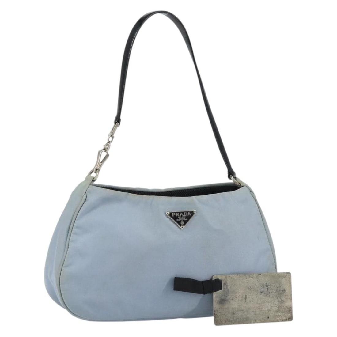 PRADA Light Blue Nylon Mini Shoulder Bag with Mirror Auth gh1407: PRADA Light Blue Nylon Mini Shoulder Bag with Mirror Auth gh1407 Discover the PRADA Mini Shoulder Bag, a stylish accessory crafted from high-quality nylon in a captivating light blue and silver colorw