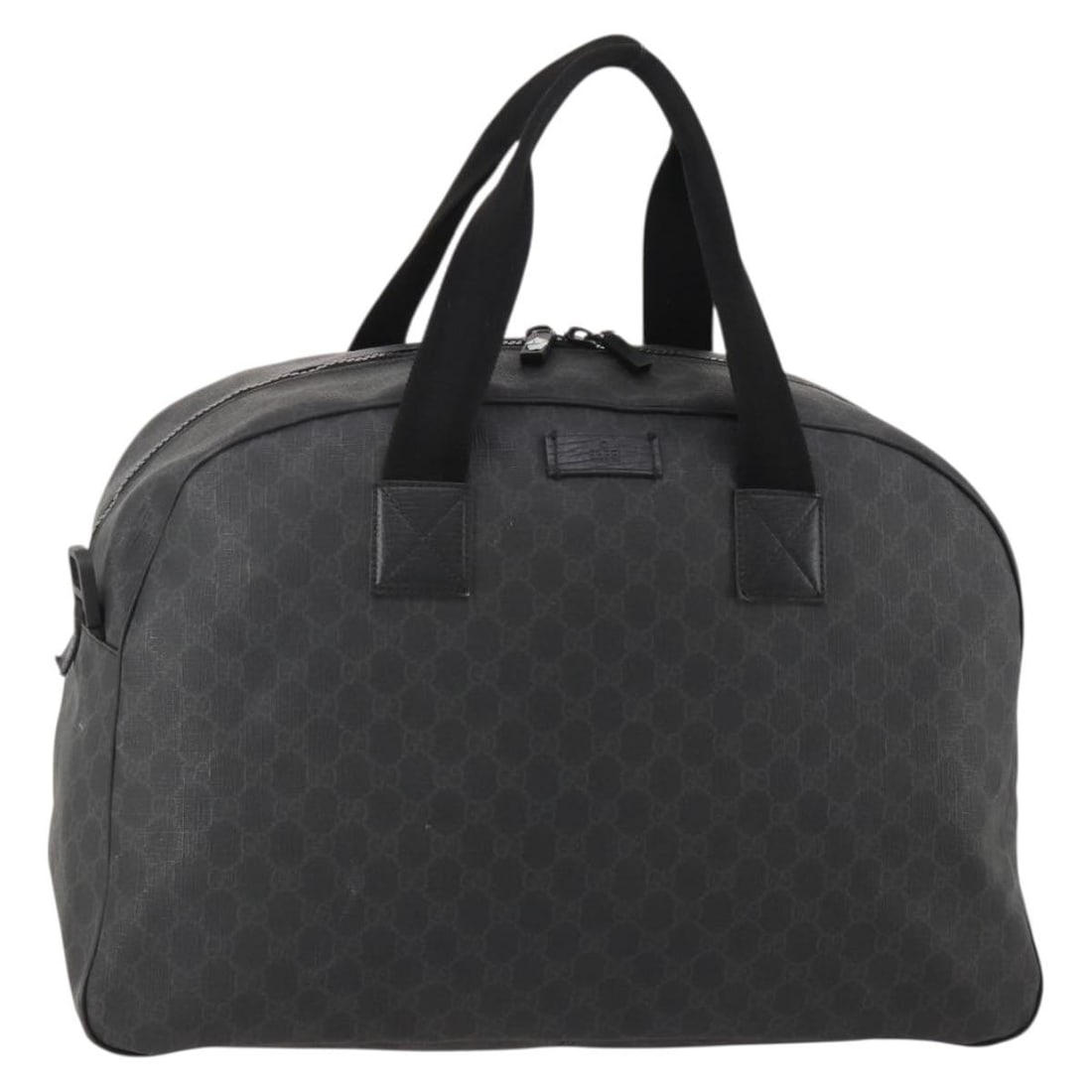 Gucci GG Supreme PVC Leather Boston Bag Black Silver: Gucci GG Supreme PVC Leather Boston Bag Black Silver Gucci GG Supreme Boston bag in black and silver PVC leather with GG canvas. This women's bag is made in Italy and features a structured Boston bag 