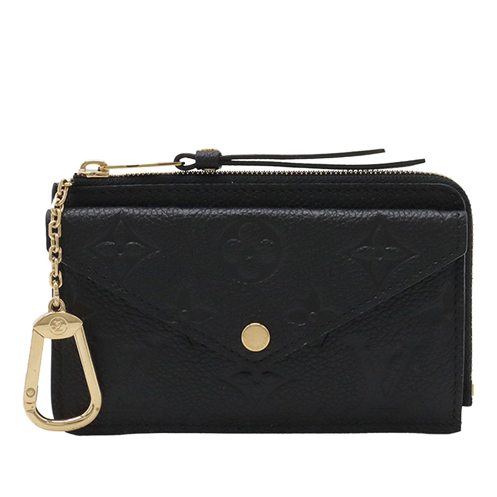 Louis Vuitton Recto Verso Monogram Empreinte Leather Card Holder: Louis Vuitton Recto Verso Monogram Empreinte Leather Card Holder Louis Vuitton Monogram Empreinte Recto Verso card holder crafted in black leather. The design features a top zip closure, an exterior f