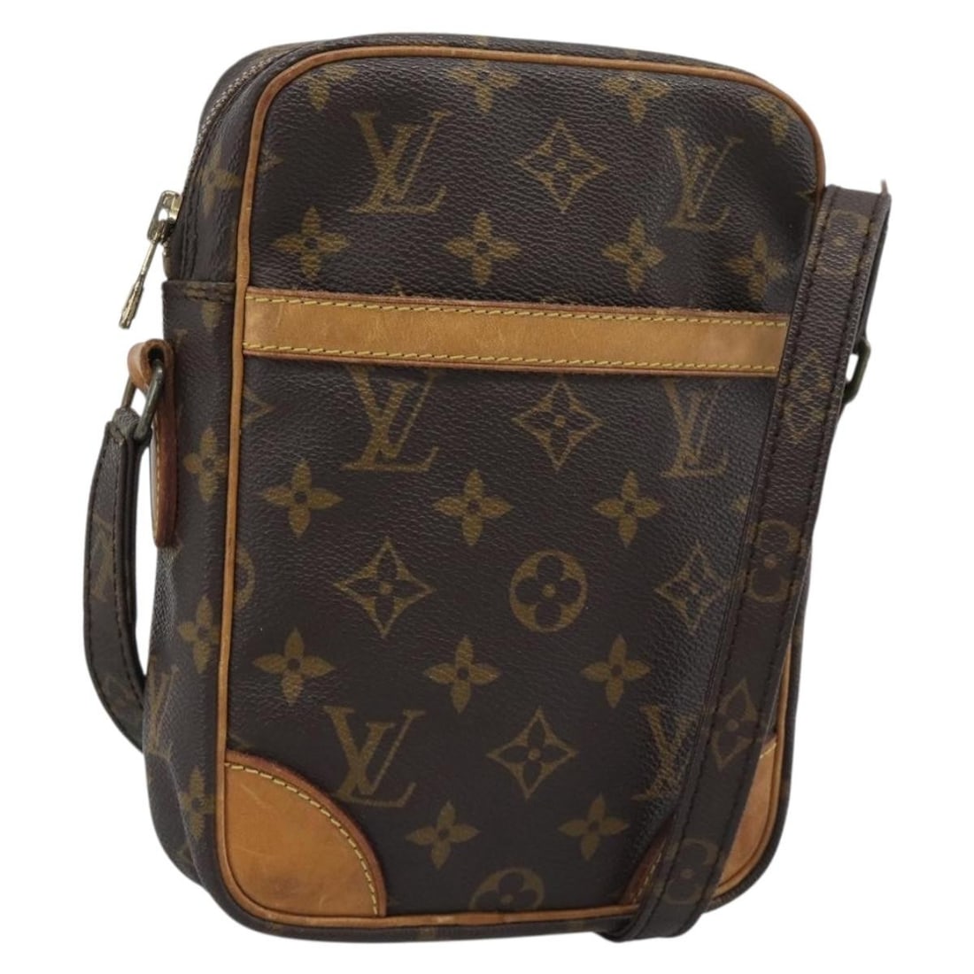 Louis Vuitton M45266 Danube Monogram Canvas Shoulder Bag: Louis Vuitton M45266 Danube Monogram Canvas Shoulder Bag Louis Vuitton Danube shoulder bag in Monogram canvas, model M45266, made in France. This women's bag is a heavily used piece with visible wear 