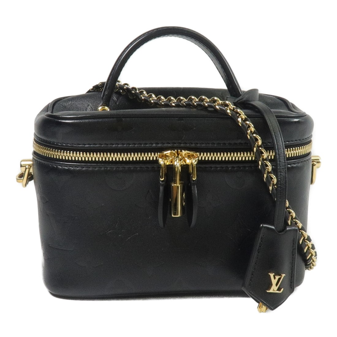 Louis Vuitton M87118 Vanity PM Monogram Ink calfskin shoulder bag: Louis Vuitton M87118 Vanity PM Monogram Ink calfskin shoulder bag A Louis Vuitton Vanity PM 2 Way Shoulder Bag in Monogram Ink Black with gold-tone hardware. It is made from Monogram and Ink x Calfski