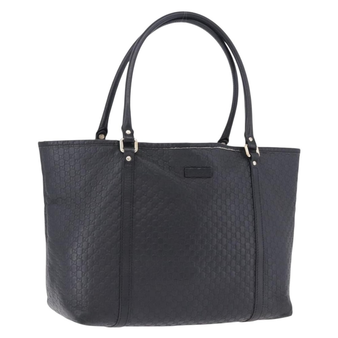 GUCCI 449647 Guccissima Micro GG Canvas Leather Tote Black: GUCCI 449647 Guccissima Micro GG Canvas Leather Tote Black Gucci tote bag in black leather and Micro GG canvas with gold-tone accents. Made in Italy, this women's bag shows heavy use with visible wear