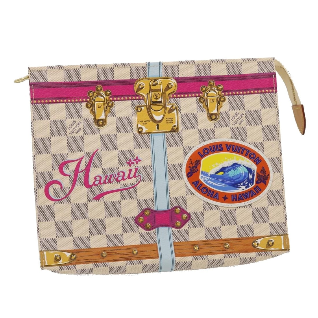 Louis Vuitton M41438 Poche Toilette 26 Damier Azur Canvas Pouch: Louis Vuitton M41438 Poche Toilette 26 Damier Azur Canvas Pouch Louis Vuitton Poche Toilette 26 pouch in Damier Azur canvas. Made in France, this women's pouch includes a dust bag and is presented in 