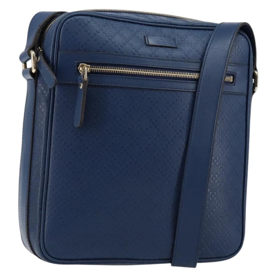 GUCCI 201443 Diamante Leather Shoulder Bag Blue Gold: GUCCI 201443 Diamante Leather Shoulder Bag Blue Gold Gucci Diamante shoulder bag in blue leather with gold-tone accents. Made in Italy, this women's shoulder bag is offered as the item only; box and d
