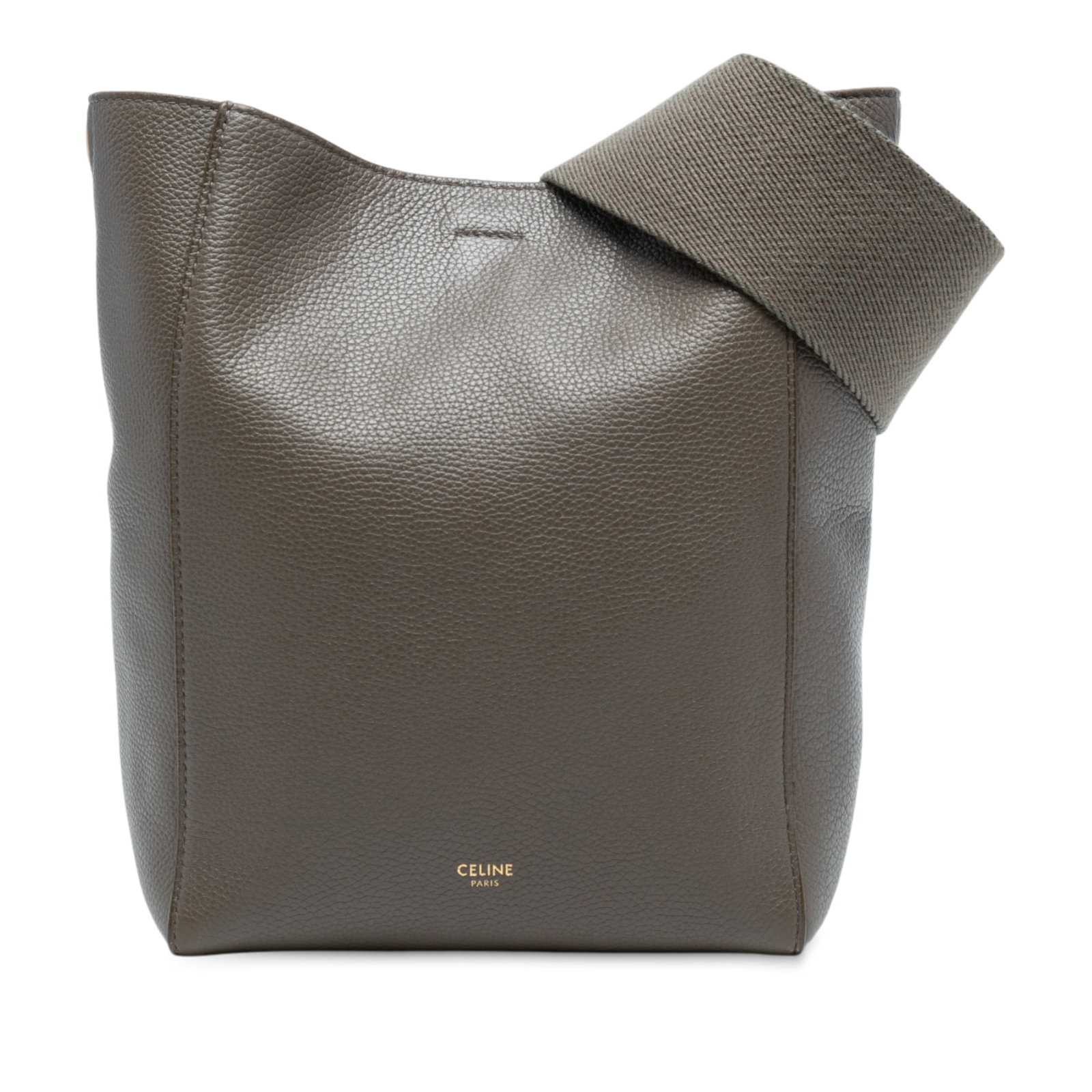 Celine Small Soft Grained Calfskin Bucket Bag Brown: Celine Small Soft Grained Calfskin Bucket Bag Brown The Celine Small Soft Grained Calfskin Seau Sangle Bucket Bag is a stylish accessory featuring a durable leather body complemented by a flat canvas 