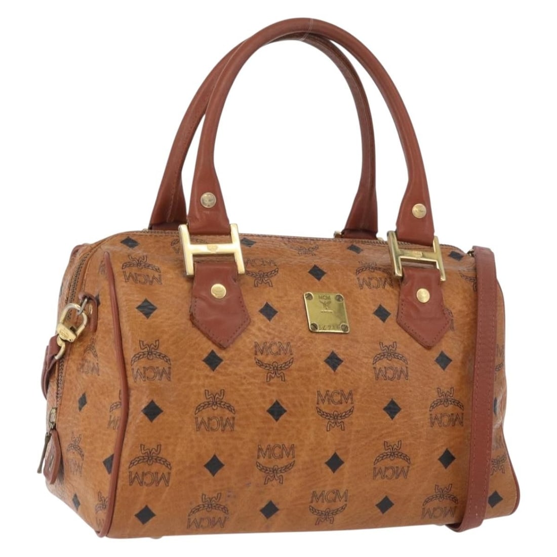 MCM Vicetos 2way Hand Bag Brown Gold PVC Leather with Shoulder Strap (1 of 18)