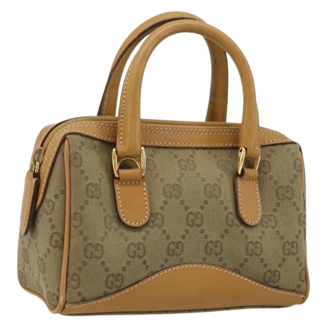Gucci Mini Hand Bag GG Canvas Beige Gold Italy: Gucci Mini Hand Bag GG Canvas Beige Gold Italy Gucci GG Canvas mini handbag in beige and gold, made in Italy. This women's handbag features GG Canvas exterior material and a handle drop of approximate