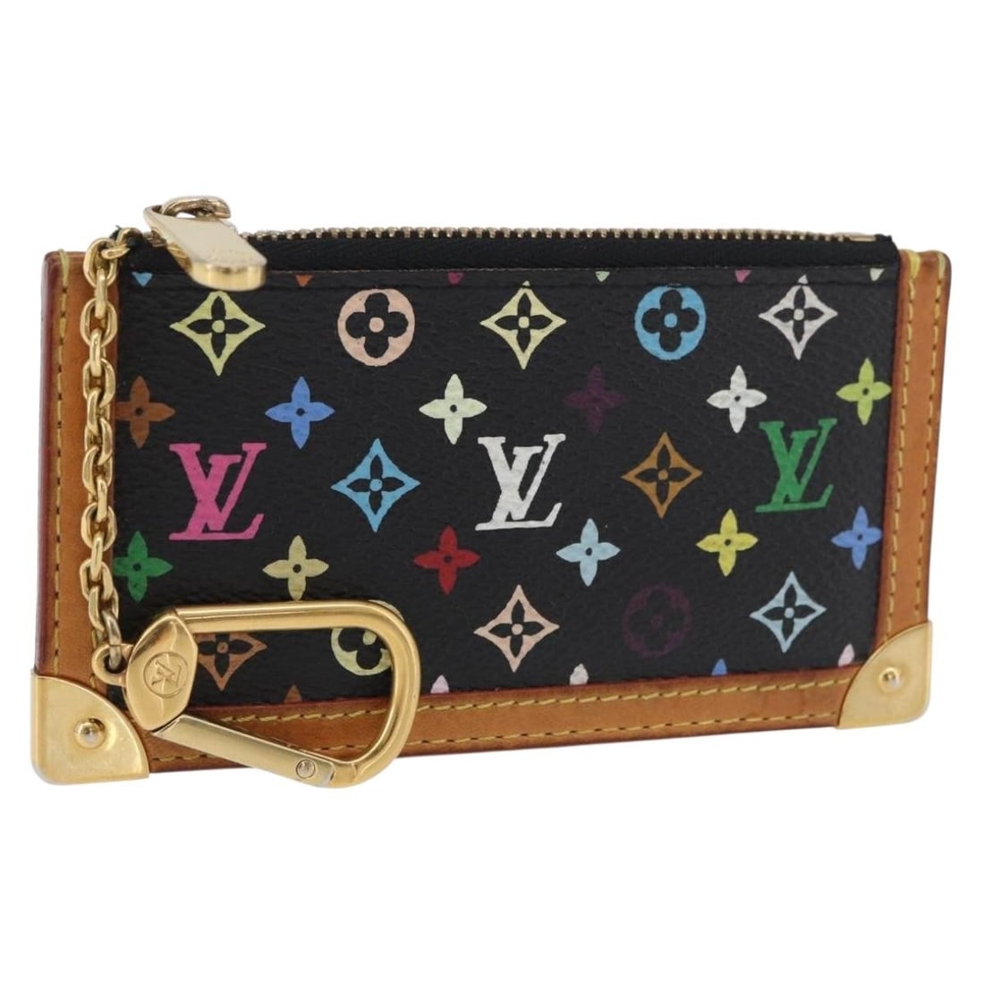 Louis Vuitton M13664 Monogram Multicolor coin purse black canvas: Louis Vuitton M13664 Monogram Multicolor coin purse black canvas Louis Vuitton Monogram Multicolor Pochette Cles coin purse in black, made in Spain. This women's pouch is crafted in Monogram Multicolo