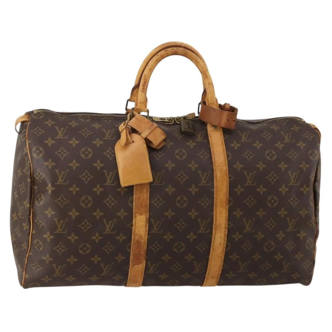 Louis Vuitton M41426 Keepall 50 Monogram Canvas Boston Bag: Louis Vuitton M41426 Keepall 50 Monogram Canvas Boston Bag Louis Vuitton Keepall 50 Boston bag in Monogram canvas, made in France. This travel bag includes a padlock, name tag, and Powanie. Condition 