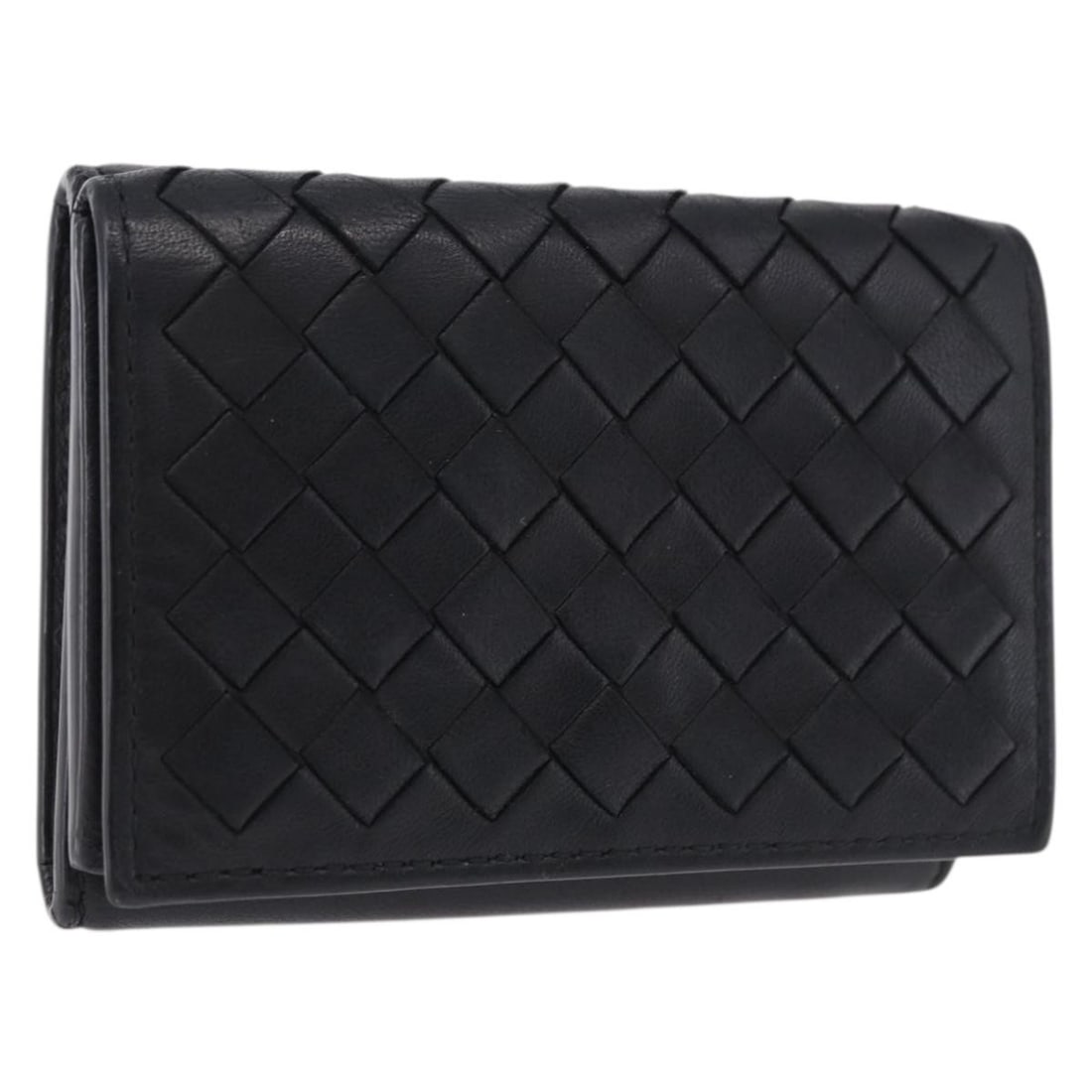 Bottega Veneta Intrecciato Black Leather Trifold Wallet Made in Italy (1 of 18)