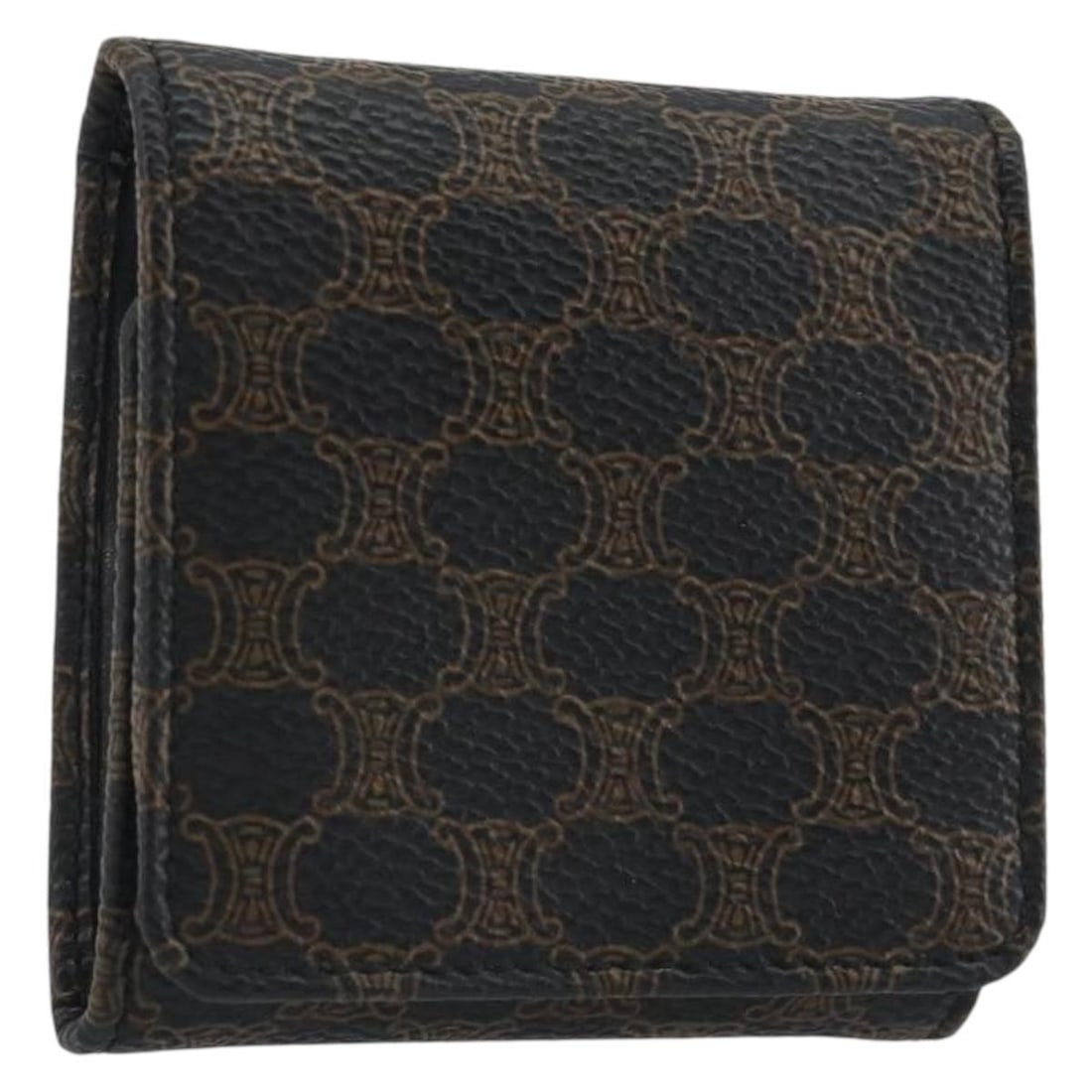CELINE Macadam coin purse in black PVC leather with gold tone: CELINE Macadam coin purse in black PVC leather with gold tone Authentic CELINE Macadam canvas coin purse in black and gold-tone with PVC leather trim. Compact and practical, this women's purse is made