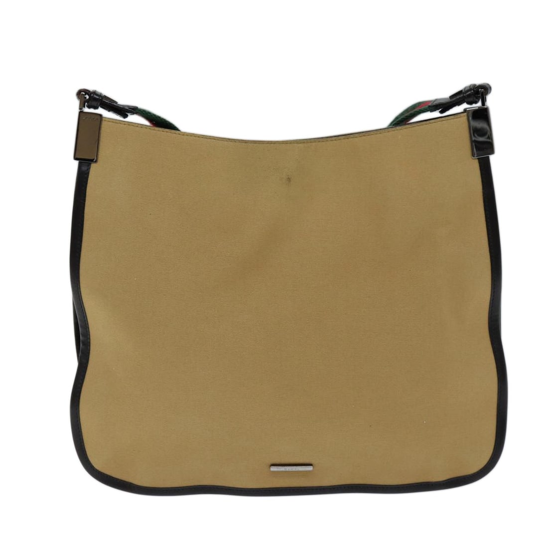 Gucci Vintage beige canvas shoulder bag made in Italy: Gucci Vintage beige canvas shoulder bag made in Italy This Gucci vintage shoulder bag features a beige canvas exterior and is designed for women. Made in Italy, the bag shows some signs of use, includ