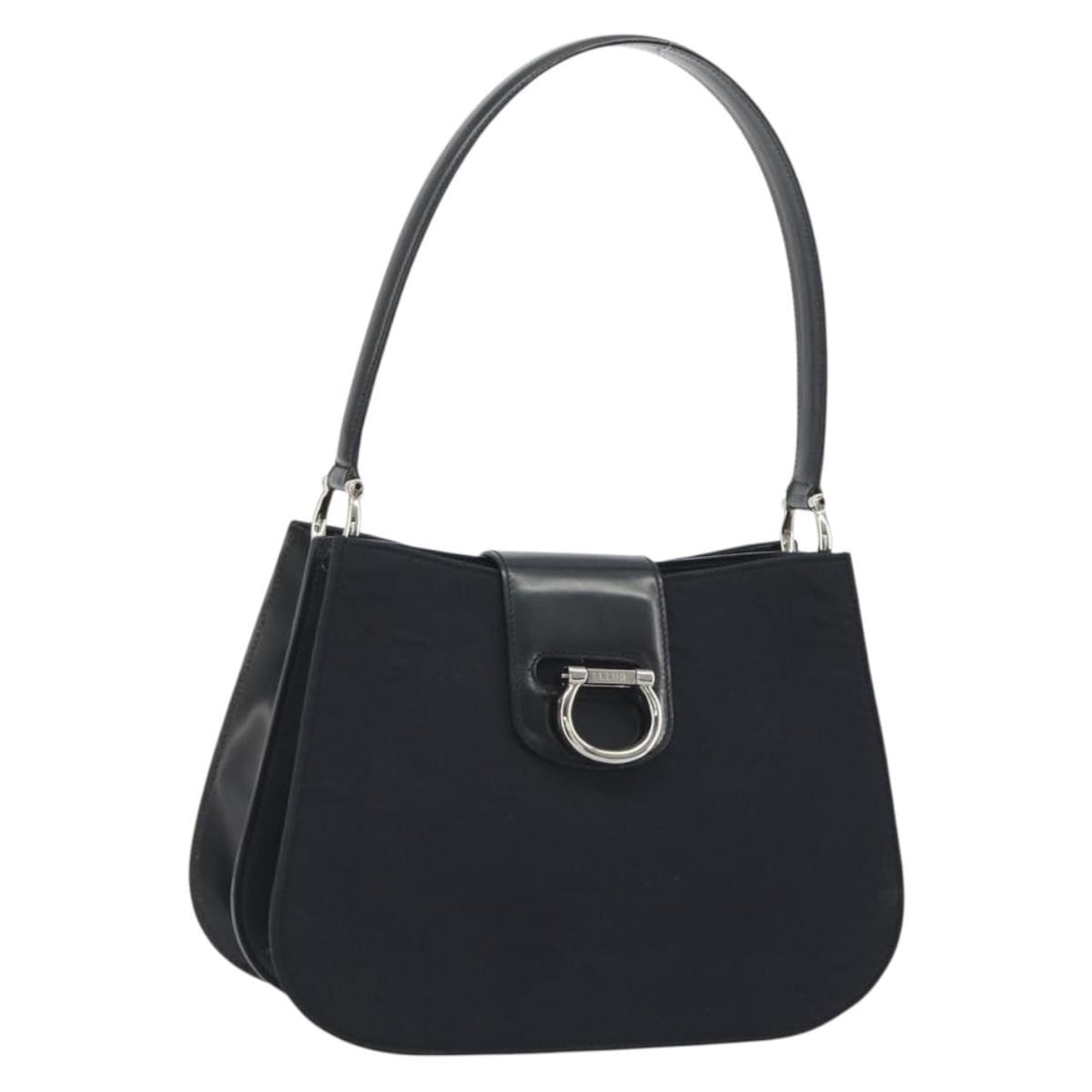 Celine Black Canvas Shoulder Bag Silver Tone Hardware Italy: Celine Black Canvas Shoulder Bag Silver Tone Hardware Italy Black and silver CELINE shoulder bag in canvas, made in Italy. It features a shoulder drop of approximately 22 cm and comes as the item show