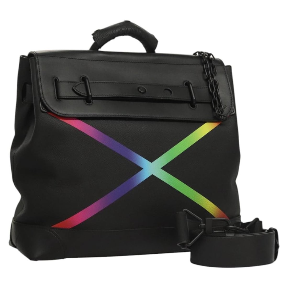 Louis Vuitton M30339 Taiga Leather Steamer PM Black Handbag: Louis Vuitton M30339 Taiga Leather Steamer PM Black Handbag Louis Vuitton Taiga Steamer PM handbag in black Taiga leather. Made in France, this women's handbag includes a dust bag and shoulder strap. 