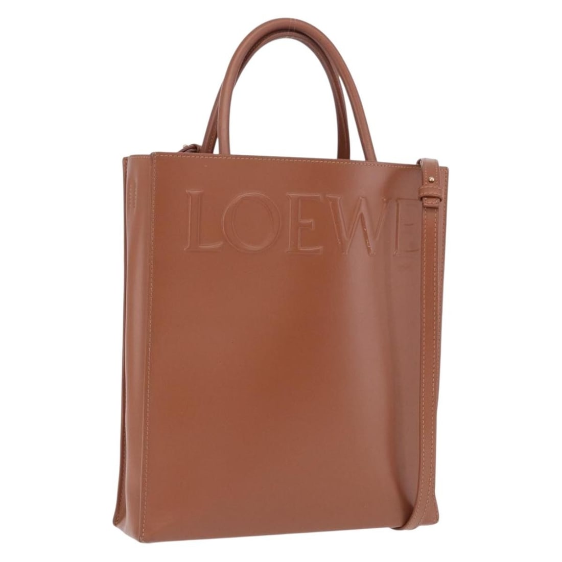 LOEWE Standard A4 2way Leather Handbag Brown Gold with Shoulder Strap (1 of 18)