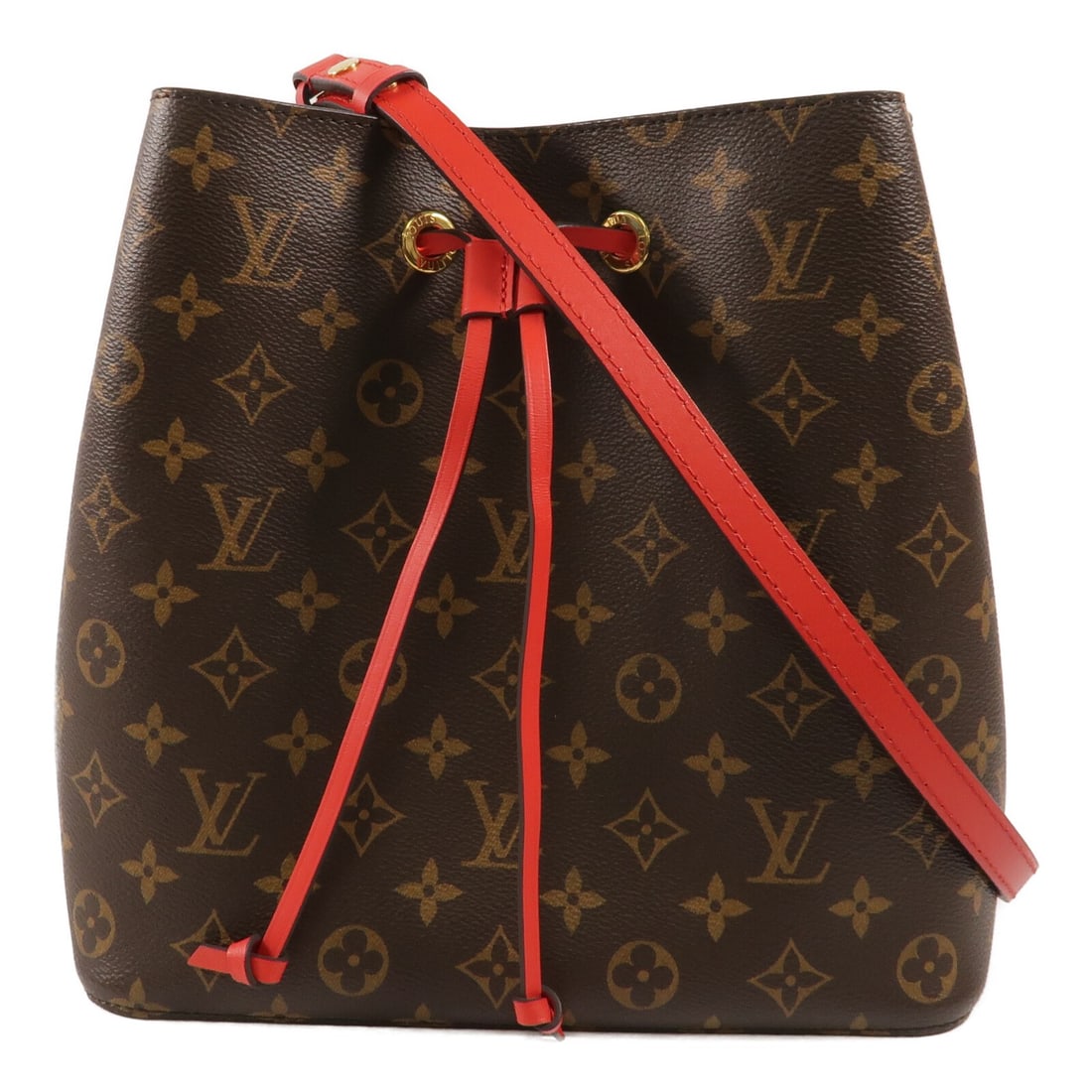 Louis Vuitton Neo Noe M44021 shoulder bag Monogram Coquelicot: Louis Vuitton Neo Noe M44021 shoulder bag Monogram Coquelicot Louis Vuitton Neo Noe bucket bag in Monogram PVC coated canvas with Coquelicot red accents. This women's shoulder bag features a gold-tone