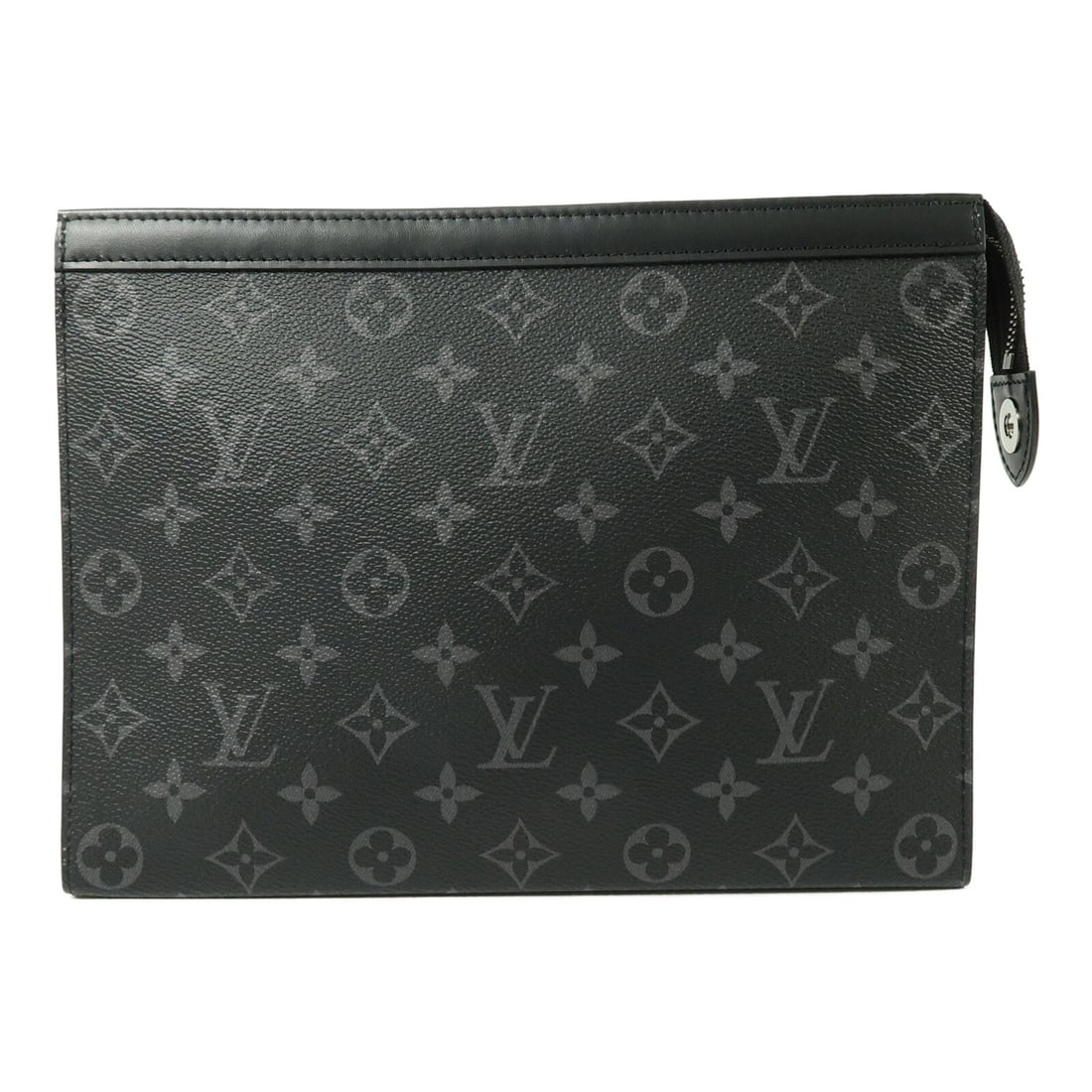 Louis Vuitton Pochette Voyage MM M61692 Monogram Eclipse Clutch: Louis Vuitton Pochette Voyage MM M61692 Monogram Eclipse Clutch Louis Vuitton Pochette Voyage MM clutch in black Monogram Eclipse PVC coated canvas. This men's clutch features a zip-fastened design wi
