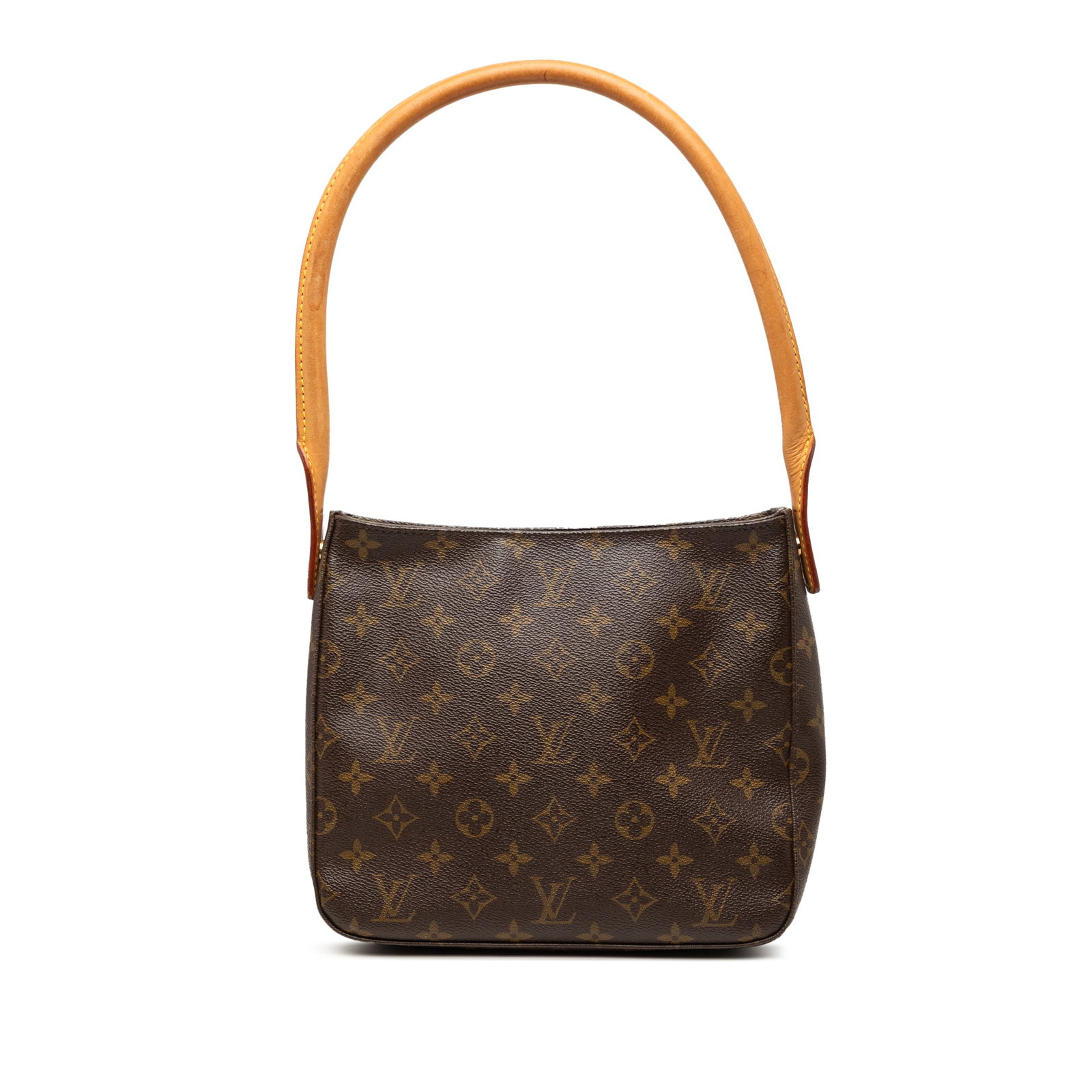 Louis Vuitton Looping MM Monogram Shoulder Bag Brown: Louis Vuitton Looping MM Monogram Shoulder Bag Brown Louis Vuitton Monogram Looping MM shoulder bag with a monogram canvas body, rolled vachetta leather shoulder strap, top zip closure, and interior z
