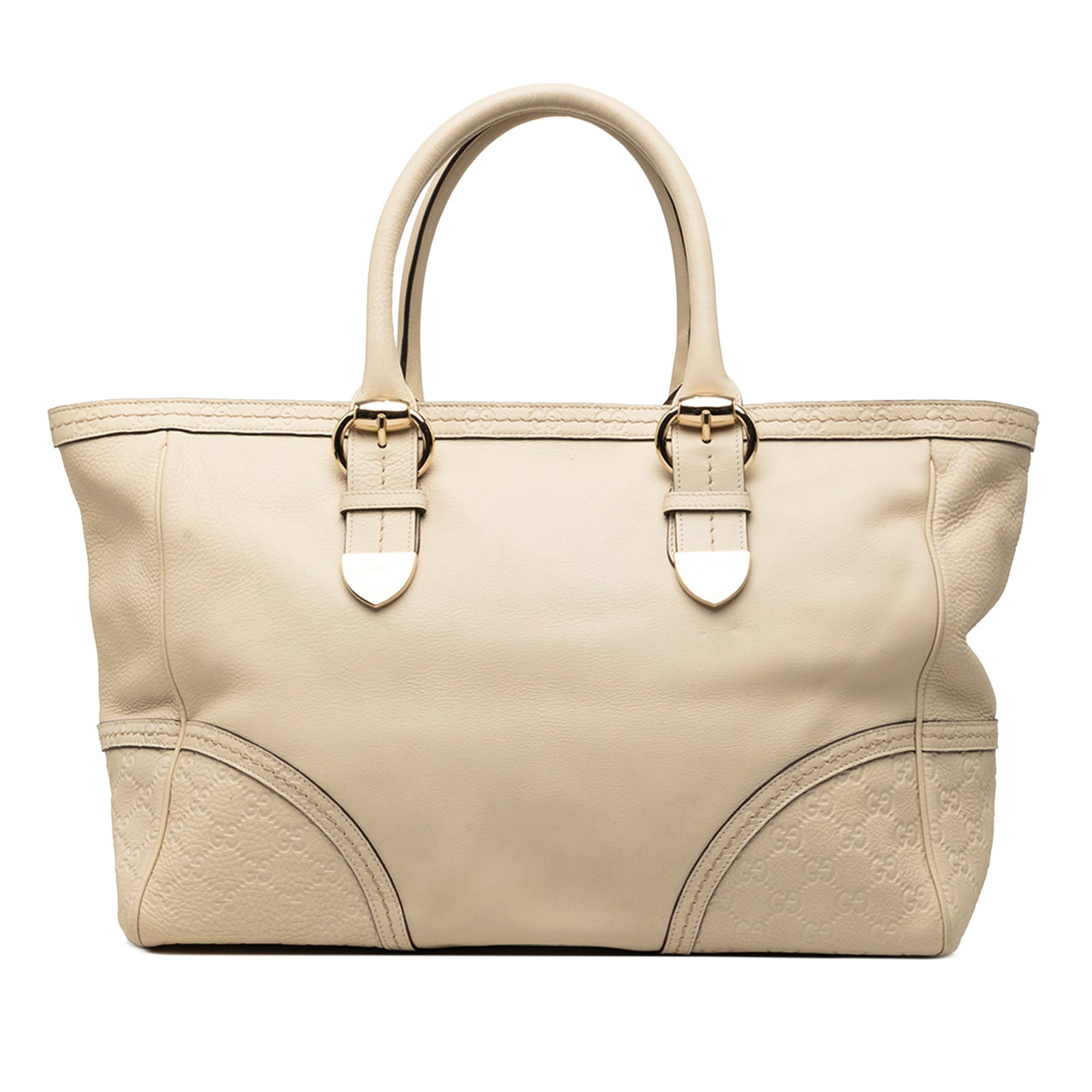 Gucci Signoria leather tote bag in brown: Gucci Signoria leather tote bag in brown Gucci Signoria tote crafted in calfskin leather with rolled leather handles and a top zip closure. The interior includes zip and slip pockets. Condition is B+ 