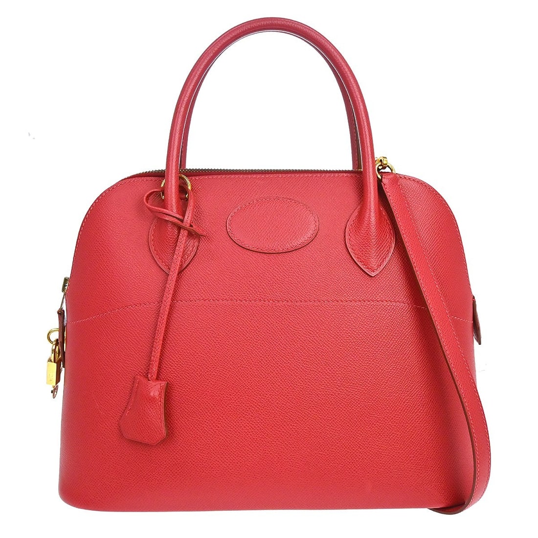 Hermes Bolide red leather handbag 32cm France: Hermes Bolide red leather handbag 32cm France Hermes Bolide handbag in red leather. Made in France, this piece is presented in good condition with light scuffs to the exterior and light scratches to t