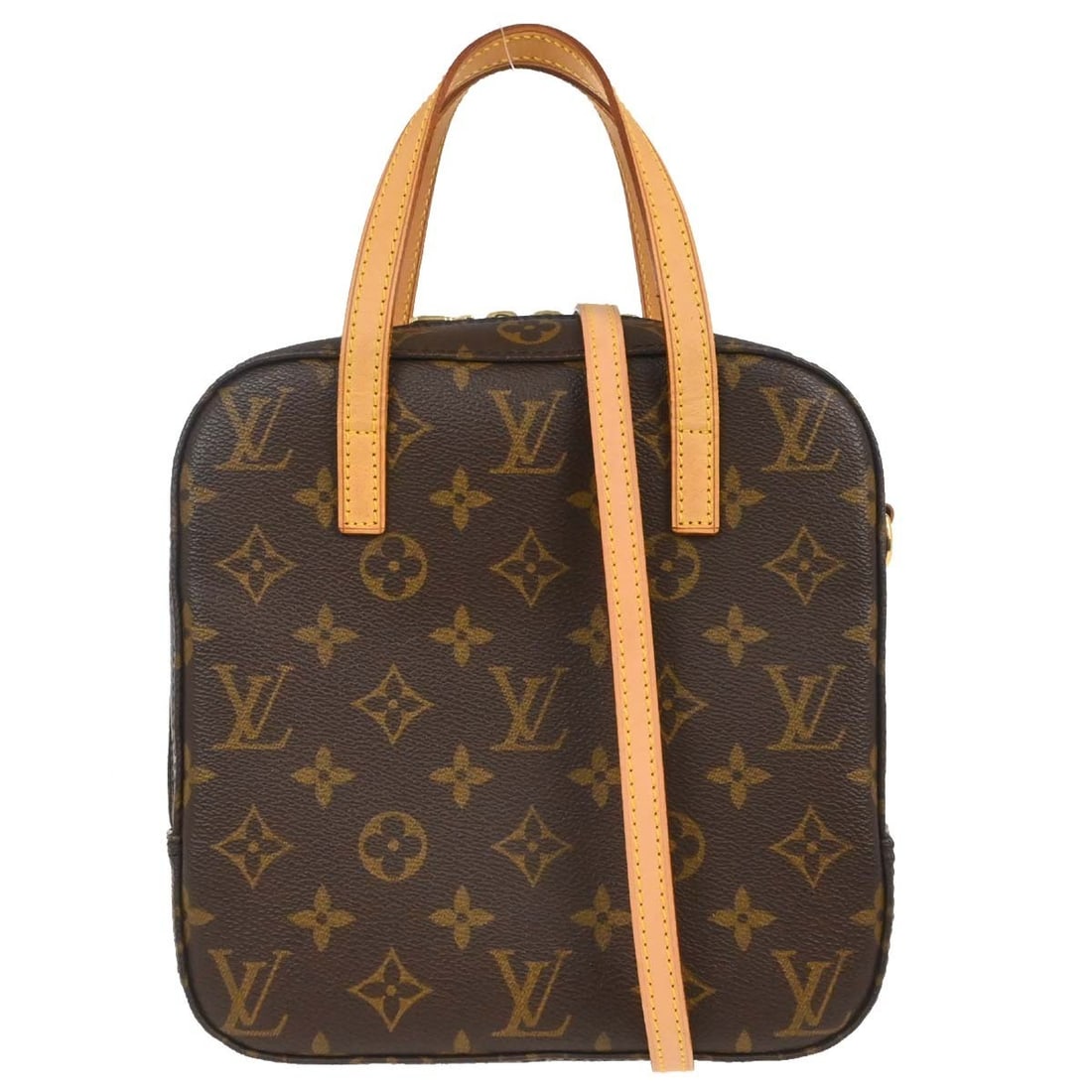 Louis Vuitton Spontini Monogram 2way Top Handle Bag M47500: Louis Vuitton Spontini Monogram 2way Top Handle Bag M47500 Louis Vuitton Spontini 2-way handbag in brown Monogram canvas with leather trim. This women's bag features a zip closure, top handle, interio