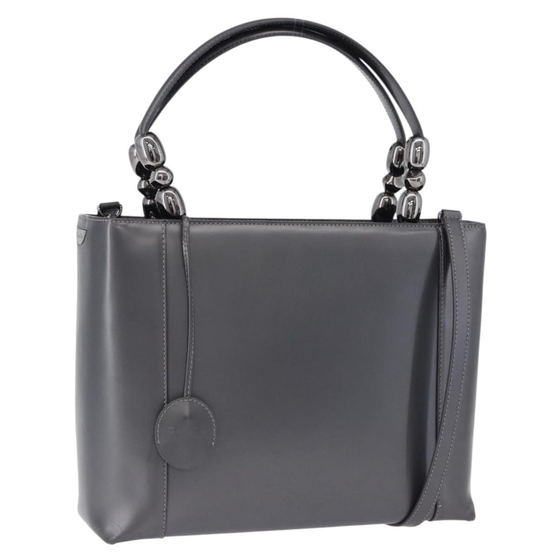 Christian Dior Maris 2way Patent Handbag Gray Silver: Christian Dior Maris 2way Patent Handbag Gray Silver Christian Dior Maris Pearl 2-way handbag in gray and silver enamel with a structured design and dual carry options. Includes a key, clochette, and 