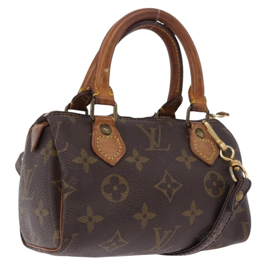 Louis Vuitton M41534 Mini Speedy Monogram Canvas Handbag with Strap: Louis Vuitton M41534 Mini Speedy Monogram Canvas Handbag with Strap Louis Vuitton Monogram Mini Speedy handbag in monogram canvas, made in France. This women's handbag includes a shoulder strap. Condi