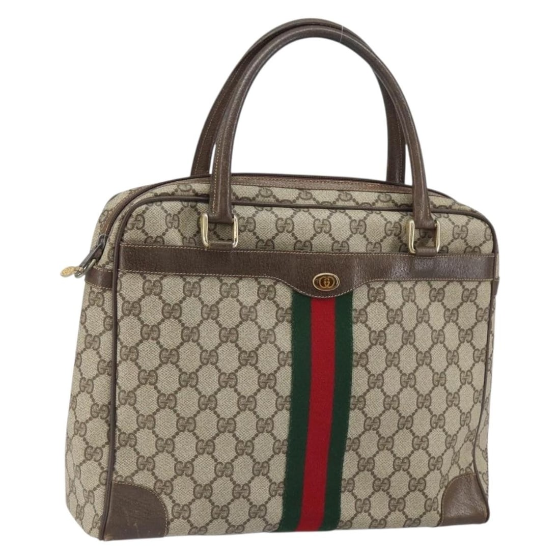 Gucci Sherry Line GG Supreme PVC Handbag Beige 378 002 4466: Gucci Sherry Line GG Supreme PVC Handbag Beige 378 002 4466 Gucci GG Supreme Web Sherry Line handbag in beige PVC leather and GG canvas. Made in Italy, this women's handbag features a structured class