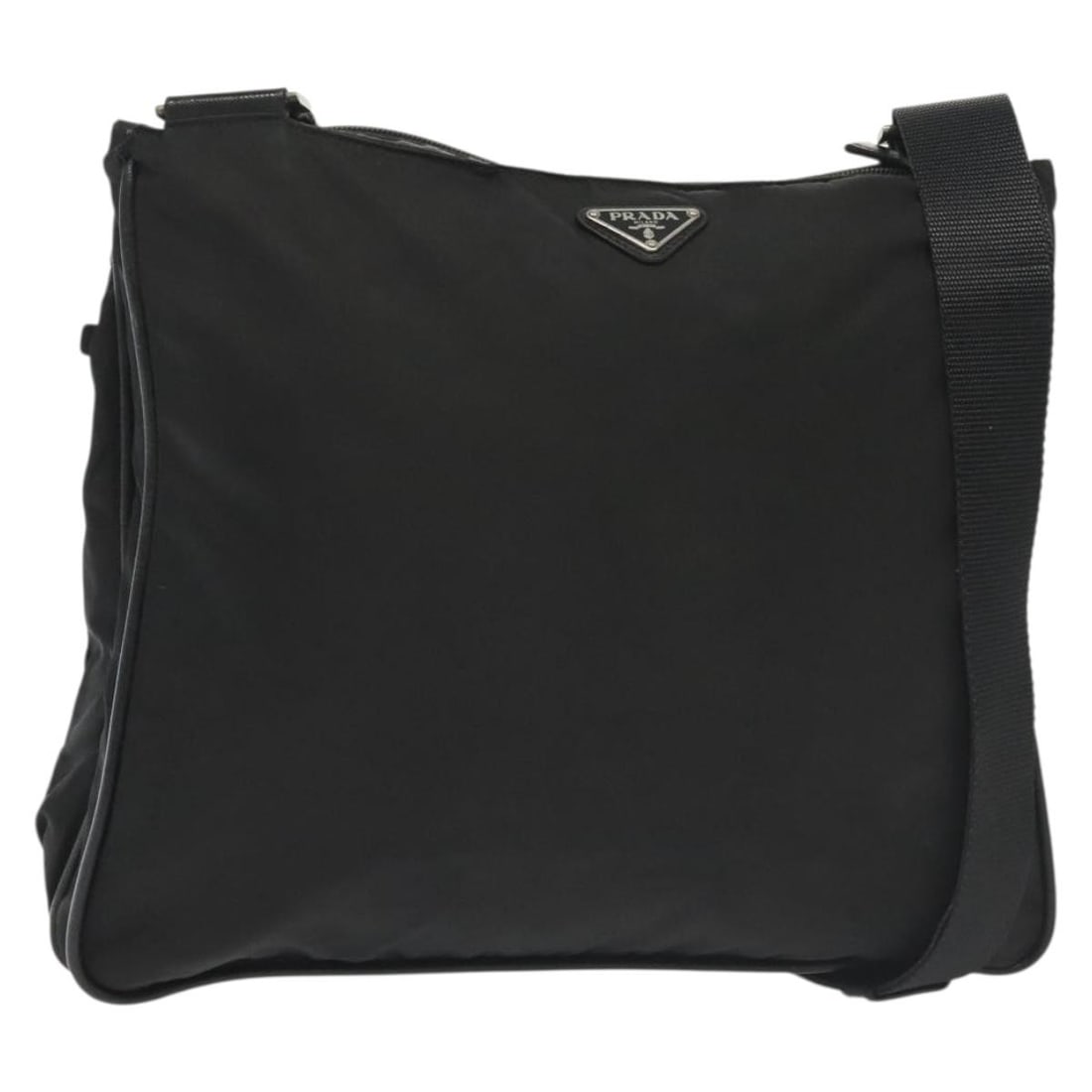 PRADA Black Silver Nylon Shoulder Bag Made in Italy: PRADA Black Silver Nylon Shoulder Bag Made in Italy This authentic PRADA shoulder bag combines style and functionality, crafted from durable nylon in a striking black and silver color scheme. With app
