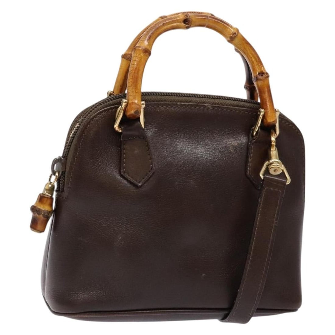 Gucci Bamboo 2way Brown Leather Shoulder Bag with Strap: Gucci Bamboo 2way Brown Leather Shoulder Bag with Strap This GUCCI Bamboo Shoulder Bag is crafted from brown and gold leather and offers versatile carrying options with both a shoulder strap and a han