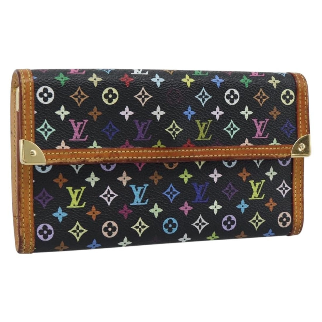 Louis Vuitton M92658 Monogram Multicolor Long Wallet Black: Louis Vuitton M92658 Monogram Multicolor Long Wallet Black Louis Vuitton Porte Tresor International long wallet in black Monogram Multicolor canvas. This women's wallet is made in France and includes 