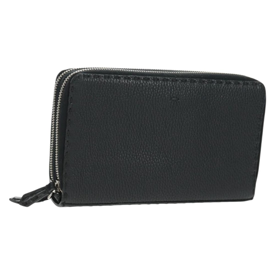Fendi Selleria Black Leather Double Zip Long Organizer Wallet: Fendi Selleria Black Leather Double Zip Long Organizer Wallet This FENDI Selleria Double Zip Organizer Wallet features a sleek long wallet design crafted from black leather with silver-tone accents. I