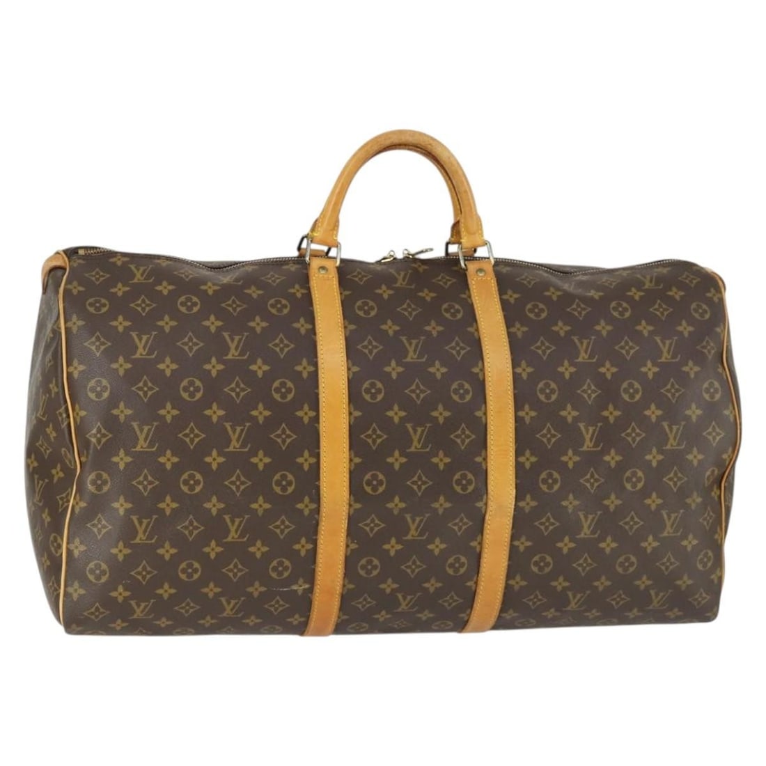 Louis Vuitton M41422 Keepall 60 Monogram Canvas Boston Bag France: Louis Vuitton M41422 Keepall 60 Monogram Canvas Boston Bag France Louis Vuitton Keepall 60 Boston Bag in Monogram Canvas, made in France. This women's travel bag features the classic Monogram exterior