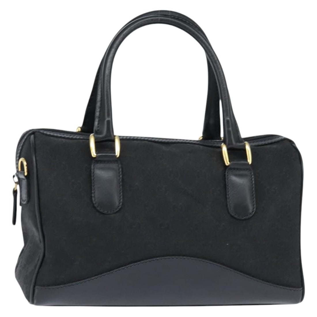 GUCCI GG Canvas Boston Bag Black Gold Authentic 148818: GUCCI GG Canvas Boston Bag Black Gold Authentic 148818 This authentic GUCCI Boston Bag is a stylish blend of luxury and practicality, crafted from GG Canvas in a sophisticated black and gold color sch