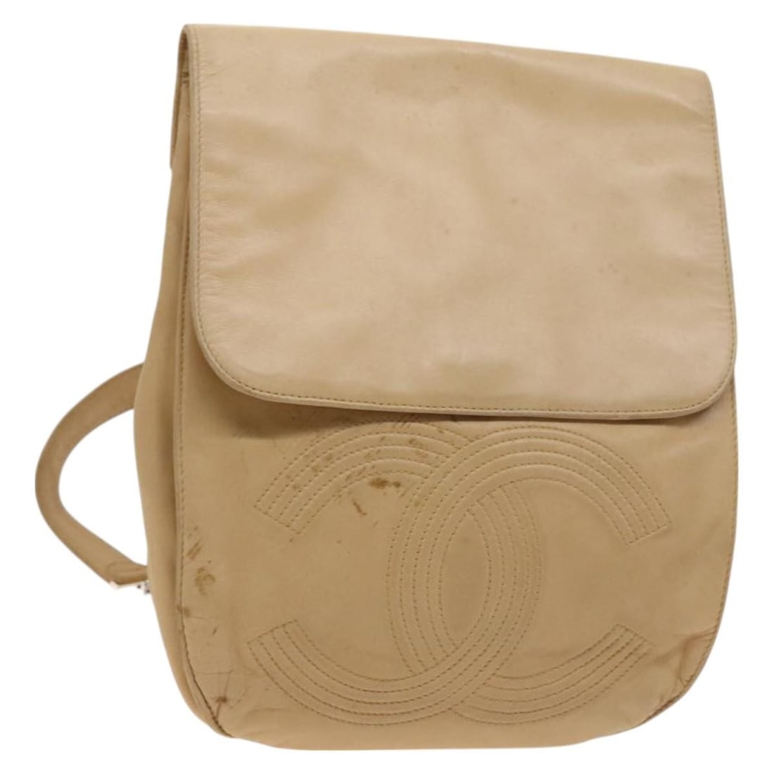 CHANEL Coco Mark Lamb Skin Backpack Beige Silver BA2935: CHANEL Coco Mark Lamb Skin Backpack Beige Silver BA2935 Authentic CHANEL Coco Mark backpack in beige lamb skin with silver-tone detailing. Made in Italy, this women's backpack is offered as the item o
