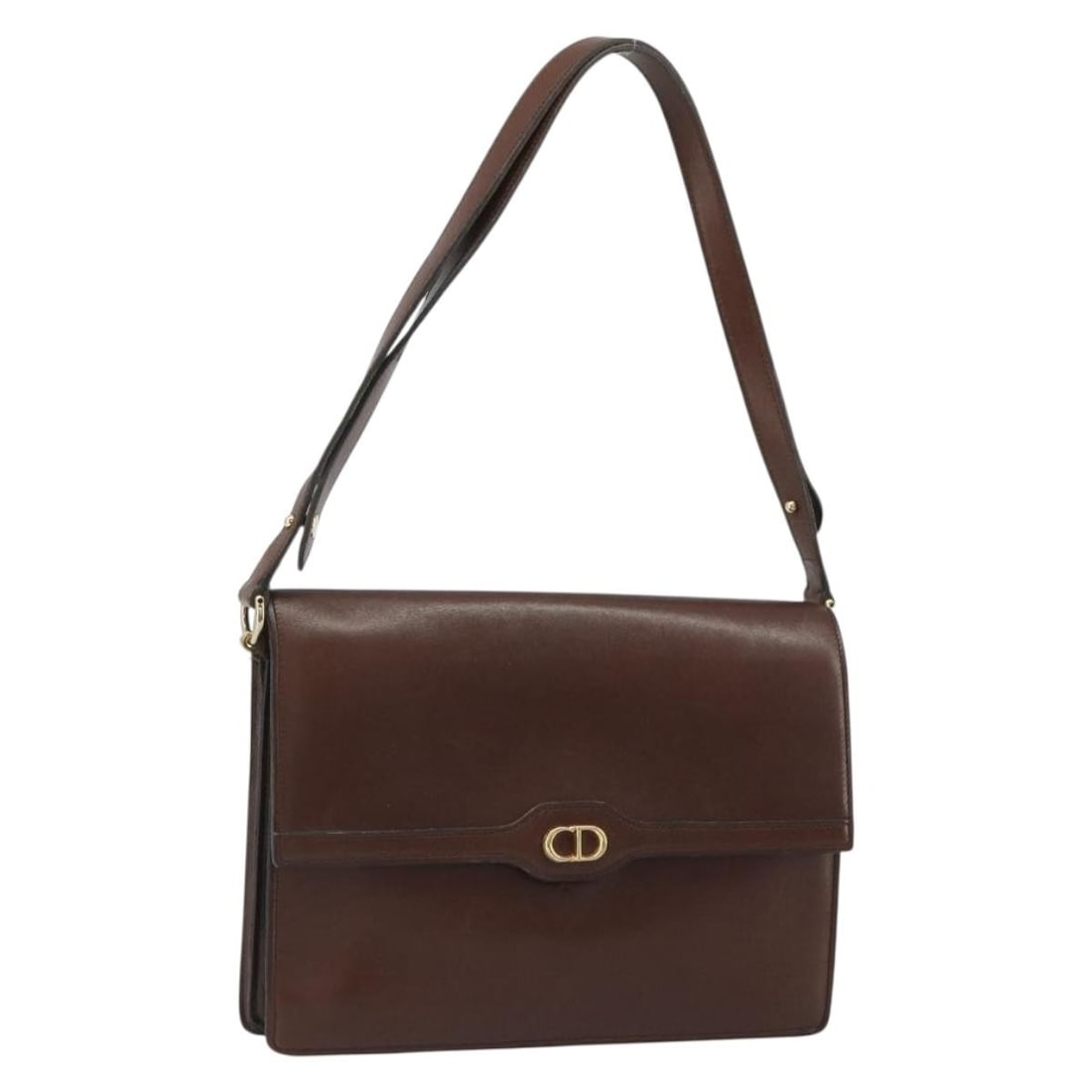 Christian Dior Brown Leather Shoulder Bag Gold Tone France: Christian Dior Brown Leather Shoulder Bag Gold Tone France Authentic Christian Dior shoulder bag in brown leather with gold-tone accents, made in France. This women's bag includes an adjustable should