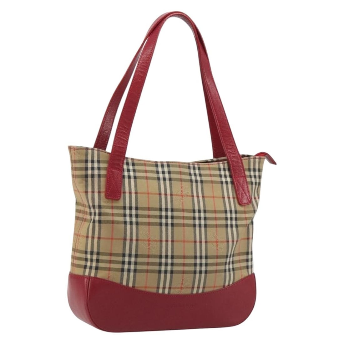 BURBERRY canvas handbag in beige red Nova Check: BURBERRY canvas handbag in beige red Nova Check Burberry Nova Check handbag in beige and red canvas. This women's handbag includes only the item shown and does not come with an item box or dust bag. C