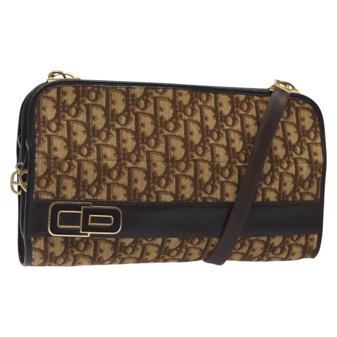 Brown Gold Trotter Canvas Christian Dior Shoulder Bag for Women: Brown Gold Trotter Canvas Christian Dior Shoulder Bag for Women This Christian Dior Trotter Canvas Shoulder Bag features a brown and gold exterior with the signature Trotter canvas. Designed for women