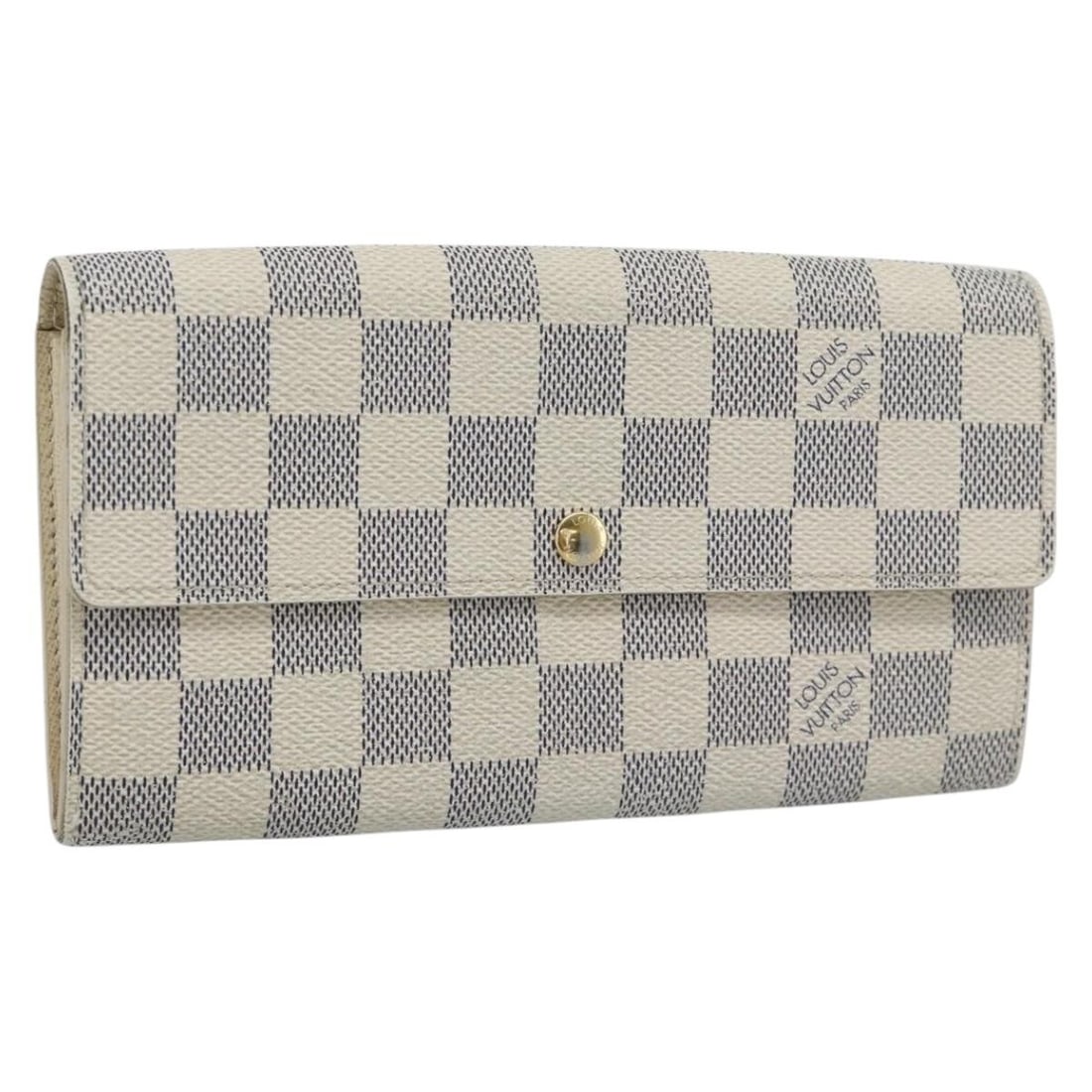 Louis Vuitton Portefeuille Sarah Damier Azur Long Wallet N63208: Louis Vuitton Portefeuille Sarah Damier Azur Long Wallet N63208 Louis Vuitton Portefeuille Sarah long wallet in Damier Azur canvas. This women's wallet was made in Spain and includes the item only; bo