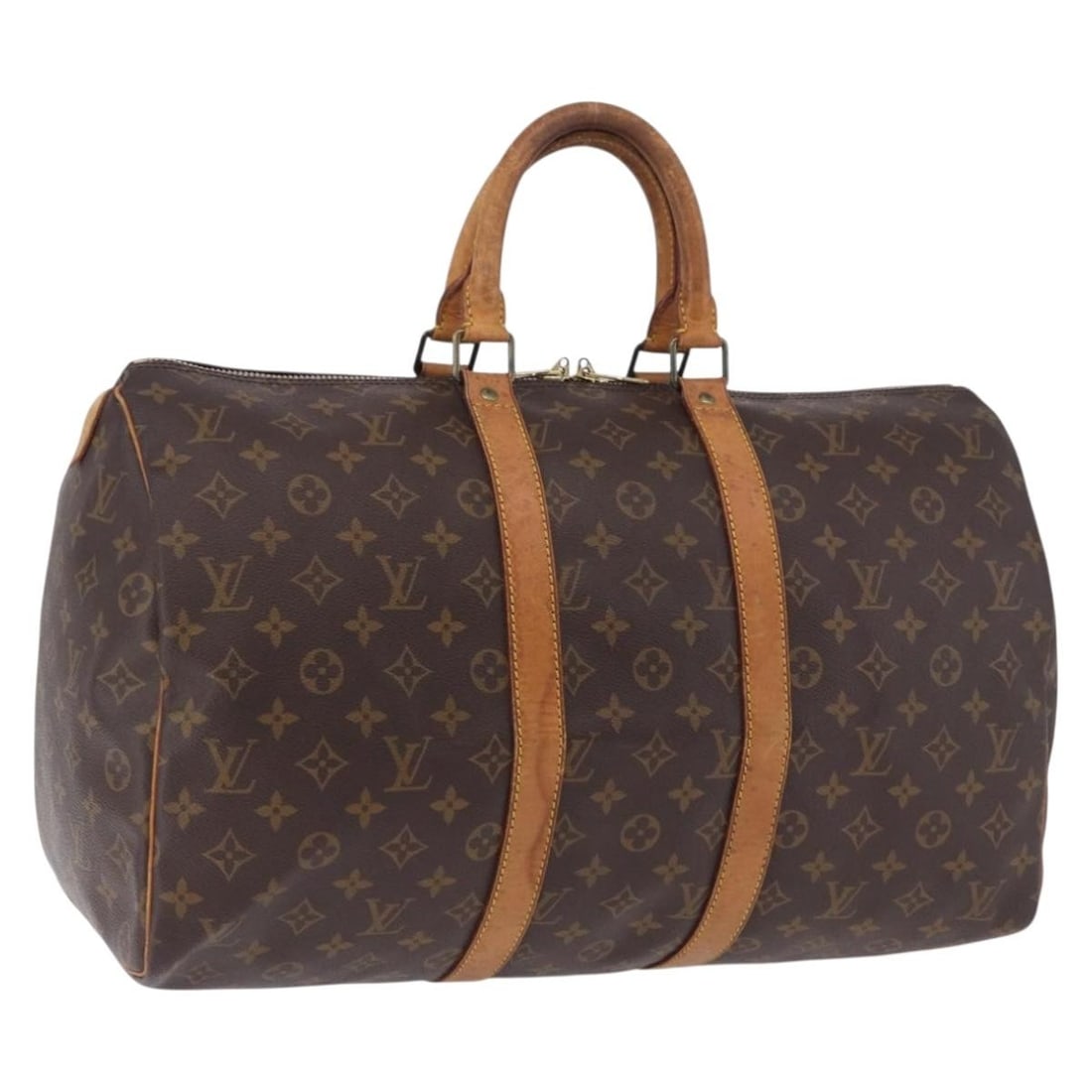 Louis Vuitton M41428 Keepall 45 Monogram Canvas Boston Bag France: Louis Vuitton M41428 Keepall 45 Monogram Canvas Boston Bag France Authentic Louis Vuitton Keepall 45 Boston bag in Monogram canvas, model M41428. Made in France, this women's travel bag is offered wit