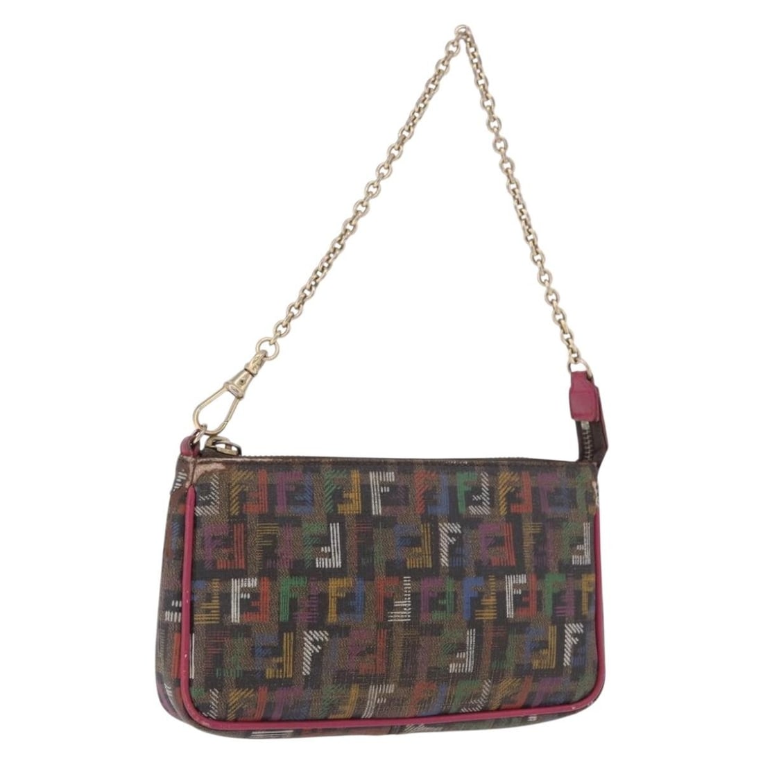 Fendi Zucchino Canvas Shoulder Bag Multicolor PVC Leather Gold Tone: Fendi Zucchino Canvas Shoulder Bag Multicolor PVC Leather Gold Tone Fendi Zucchino canvas shoulder bag in multicolor and gold, made in Italy with PVC leather exterior material. This women's shoulder b