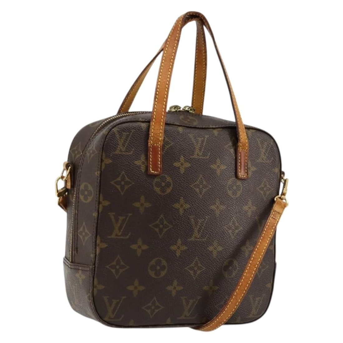 Louis Vuitton M47500 Spontini Monogram Canvas Handbag with Shoulder Strap: Louis Vuitton M47500 Spontini Monogram Canvas Handbag with Shoulder Strap Louis Vuitton Monogram Spontini handbag in monogram canvas with shoulder strap. Made in France, this women's bag shows heavy u