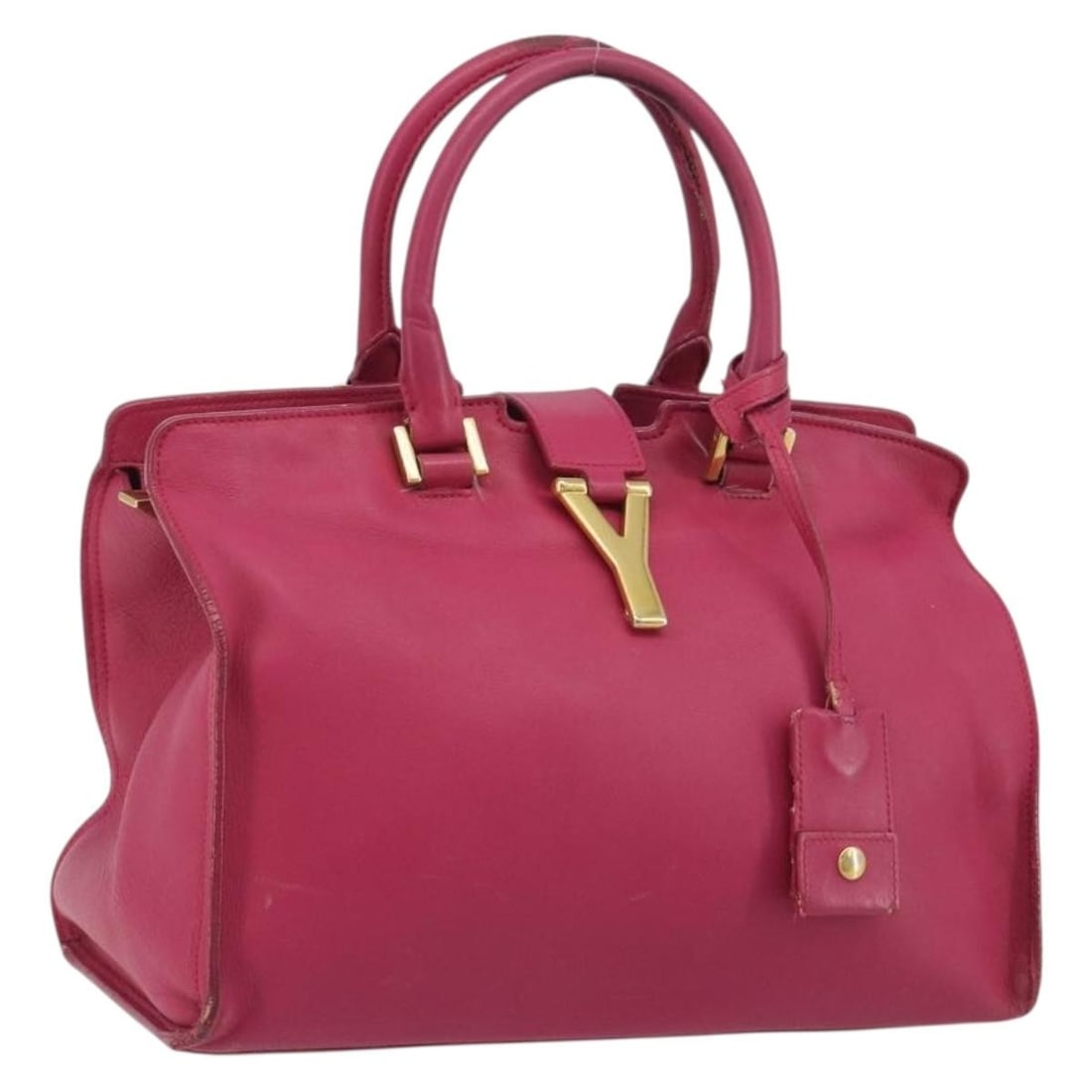 Saint Laurent 311210 Y Line Leather Hand Bag Pink Gold: Saint Laurent 311210 Y Line Leather Hand Bag Pink Gold Saint Laurent Y Line leather handbag in pink and gold. This women's handbag includes a clochette and is made in Italy. Condition is heavily used,
