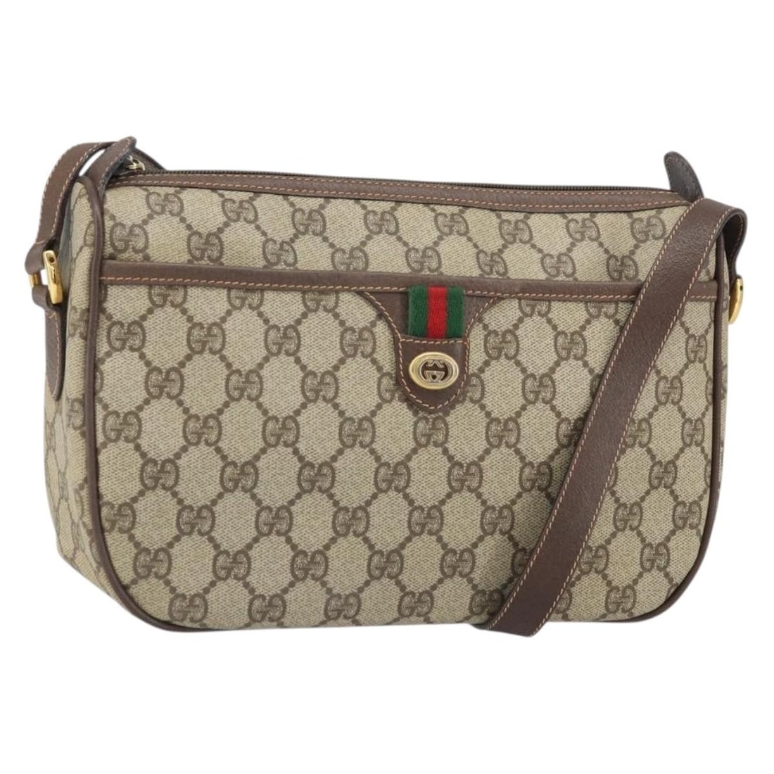 Gucci GG Supreme Sherry Line Beige Gold PVC Shoulder Bag 89 02 077: Gucci GG Supreme Sherry Line Beige Gold PVC Shoulder Bag 89 02 077 This is a Gucci GG Supreme Web Sherry Line shoulder bag crafted from beige and gold PVC leather with GG canvas accents. Designed for 