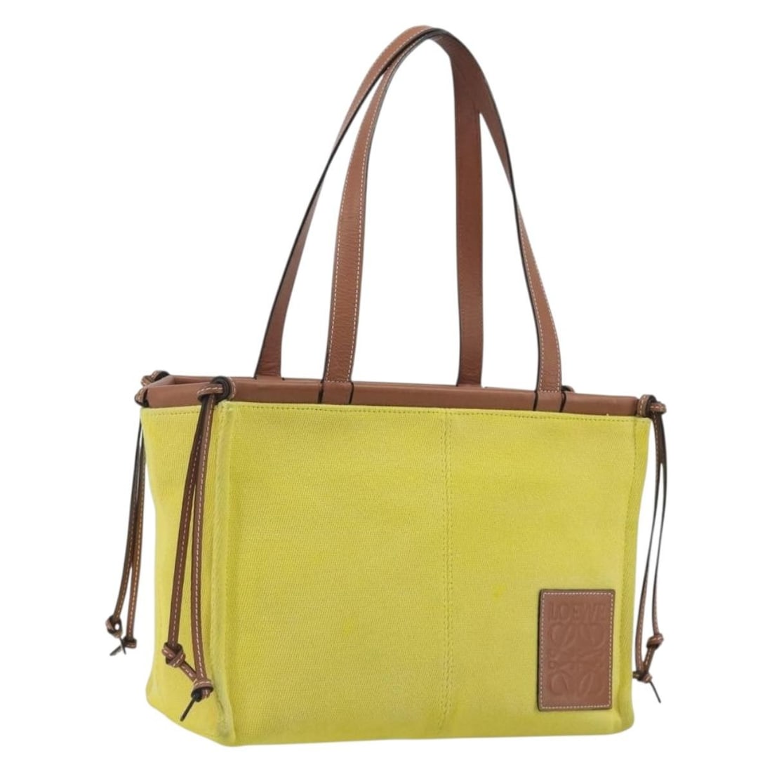 LOEWE Cushion Small Canvas Tote Bag Yellow Portugal: LOEWE Cushion Small Canvas Tote Bag Yellow Portugal Authentic LOEWE Cushion small tote bag in yellow canvas. This women's tote was made in Portugal and includes only the bag shown; the item box and du