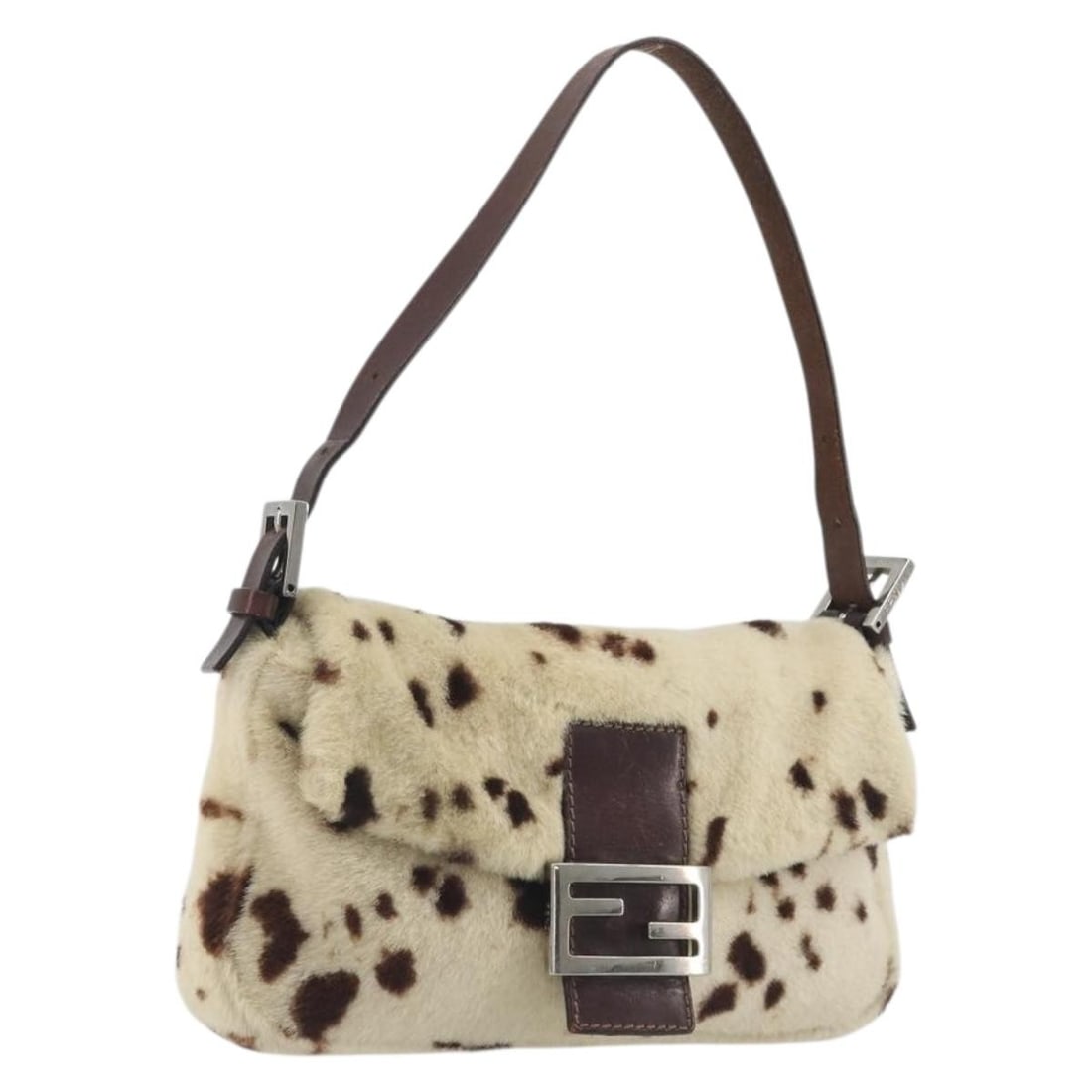 FENDI Fur Shoulder Bag Mamma Baguette Ivory Silver Italy: FENDI Fur Shoulder Bag Mamma Baguette Ivory Silver Italy Authentic FENDI Mamma Baguette shoulder bag in ivory and silver fur. This women's shoulder bag includes a dust bag and was made in Italy. It sh