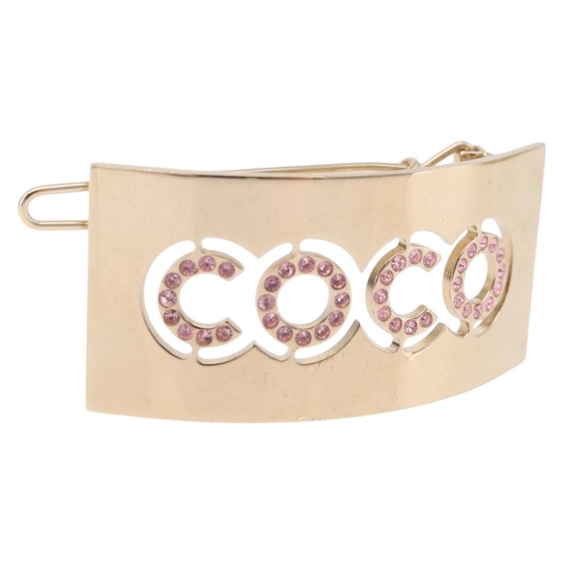 CHANEL Coco Valletta Gold Tone Metal Hair Clip with Box (1 of 10)