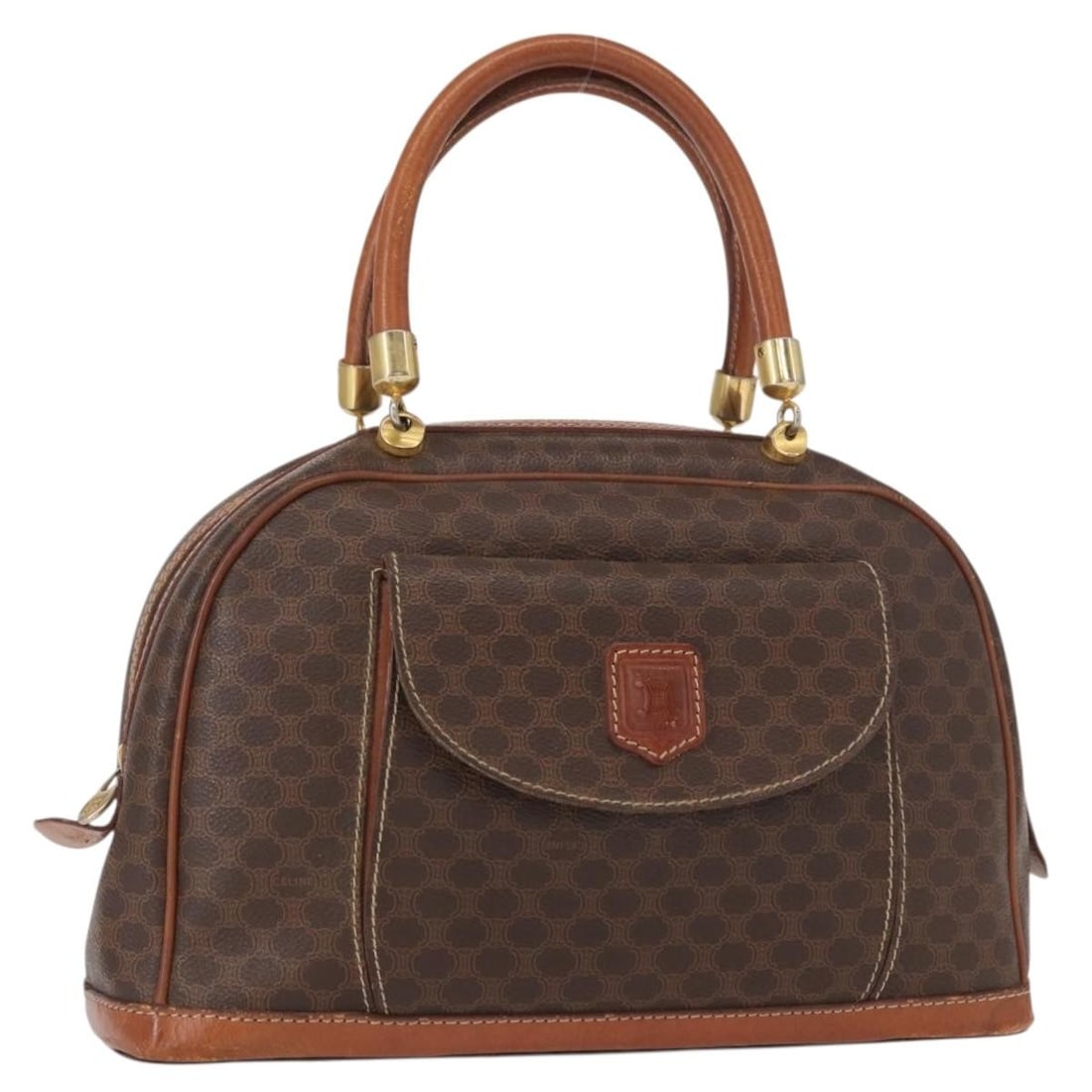 Celine Macadam Brown Canvas and Leather Vintage Handbag from Italy (1 of 18)